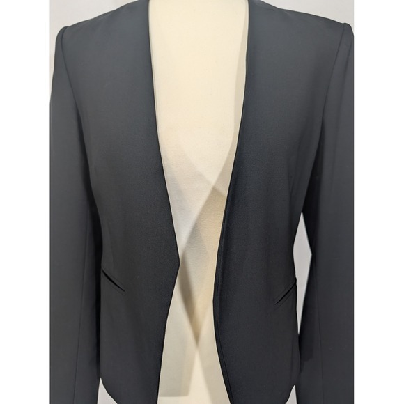 Theory Lana‎ Virgin Wool Blend Open Front Blazer Black Size 4 Career - Picture 2 of 14
